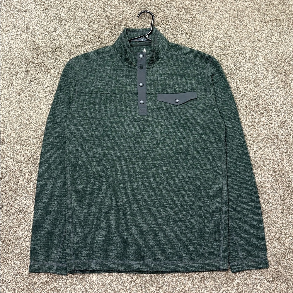 Johnnie-O Men's 1/4 Snap Henley Fleetwood Green Long Sleeve Pullover Size M